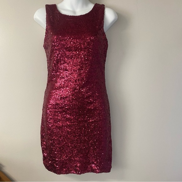 Womens Cristal Doll Red Disque Sequin Dress Size Small - Picture 1 of 7